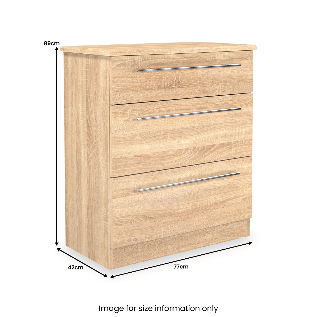 Bramwell 3 Drawer Deep Chest Oak from Roseland Furniture