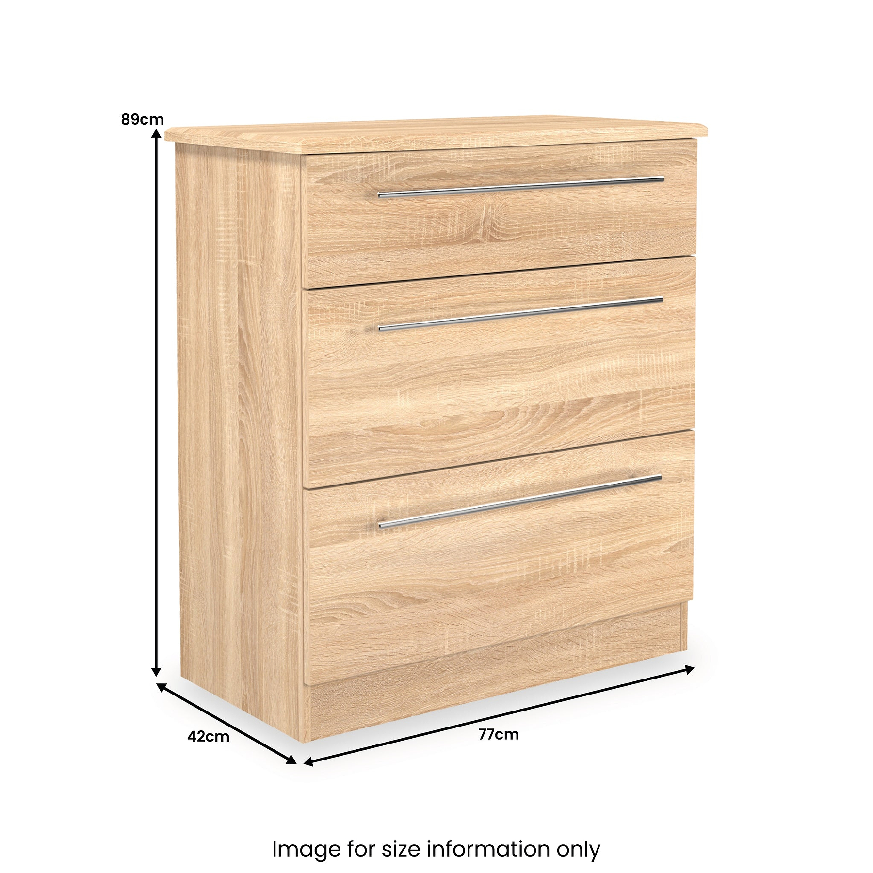 Bramwell 3 Drawer Deep Chest Oak from Roseland Furniture
