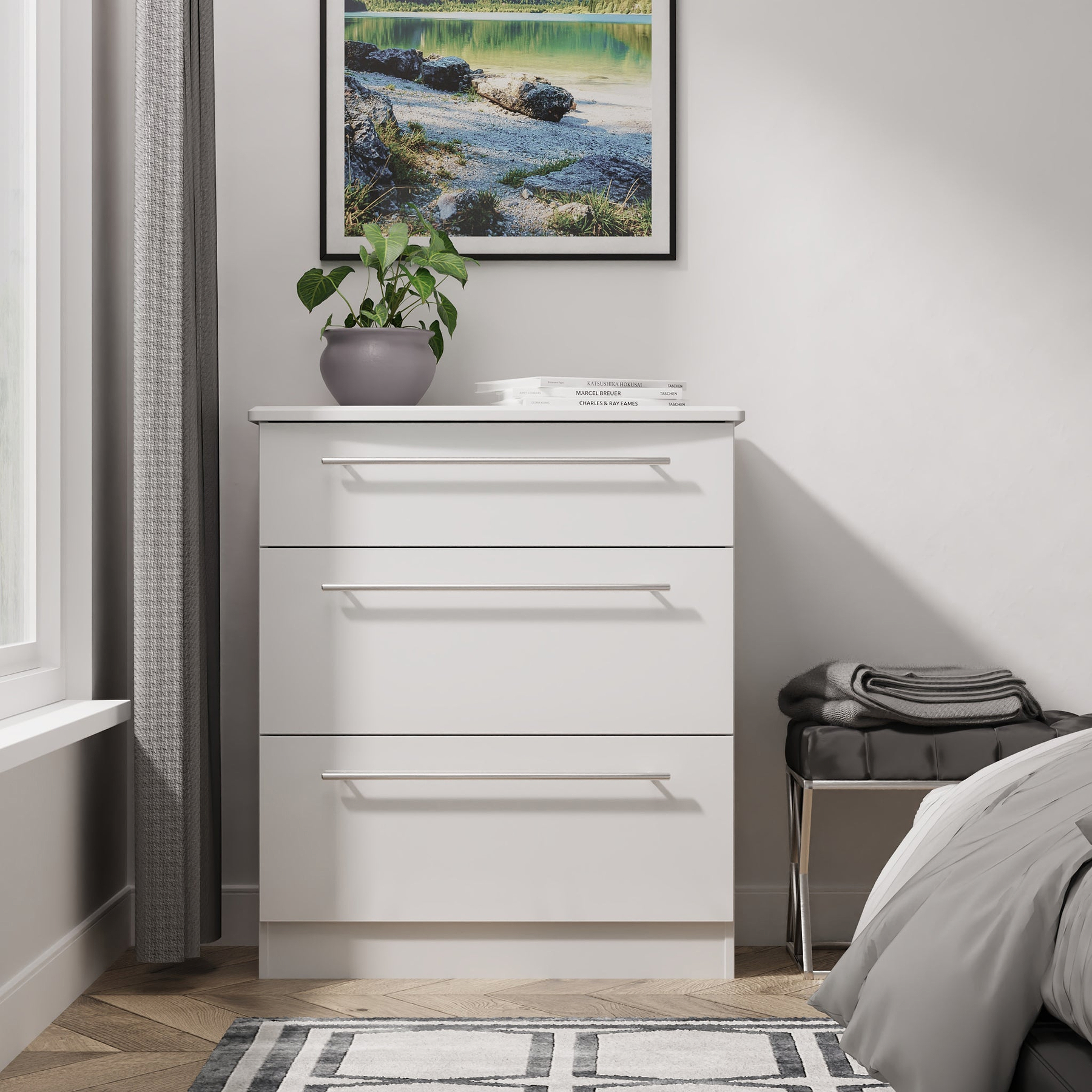 Bramwell 3 Drawer Deep Chest Grey from Roseland Furniture