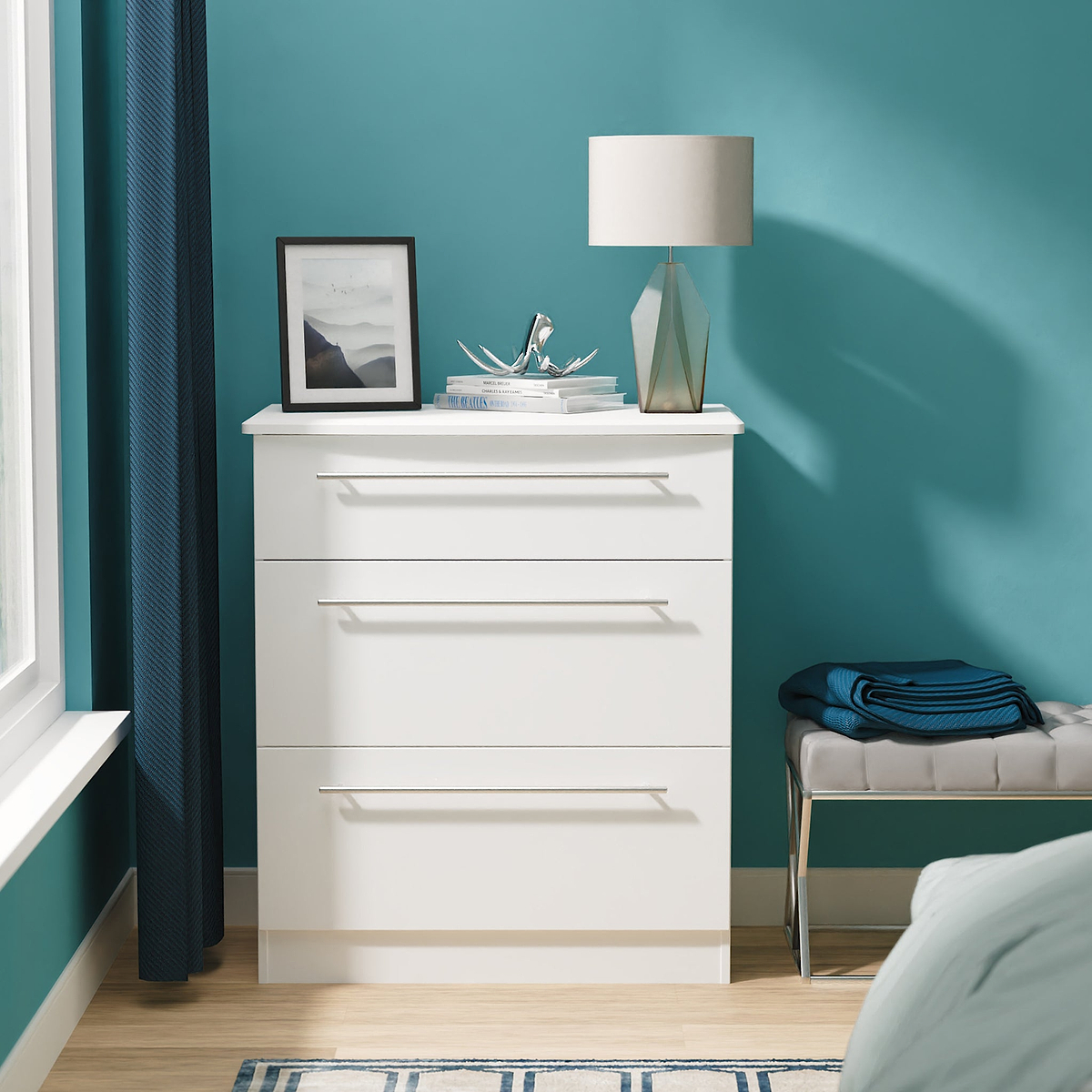Bramwell 3 Drawer Deep Chest White from Roseland Furniture