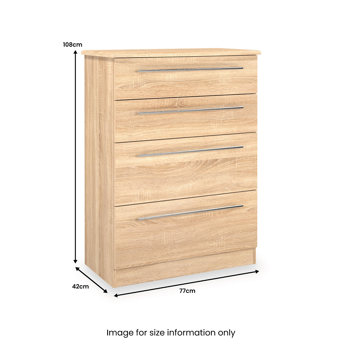 Bramwell 4 Drawer Deep Chest Oak from Roseland Furniture