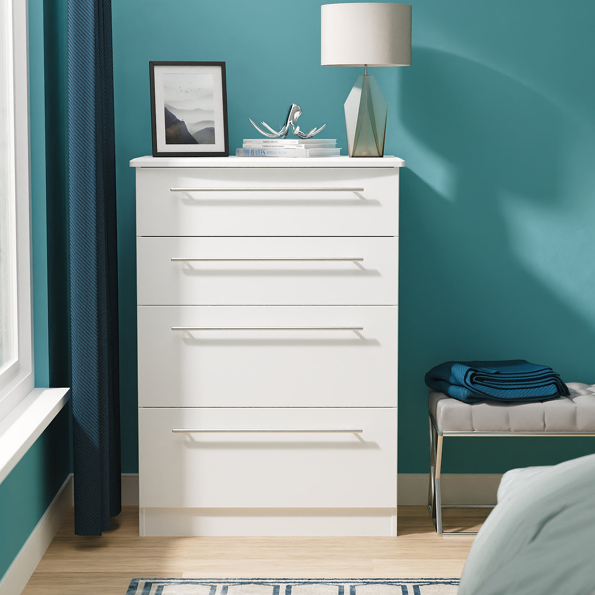 Bramwell 4 Drawer Deep Chest White from Roseland Furniture