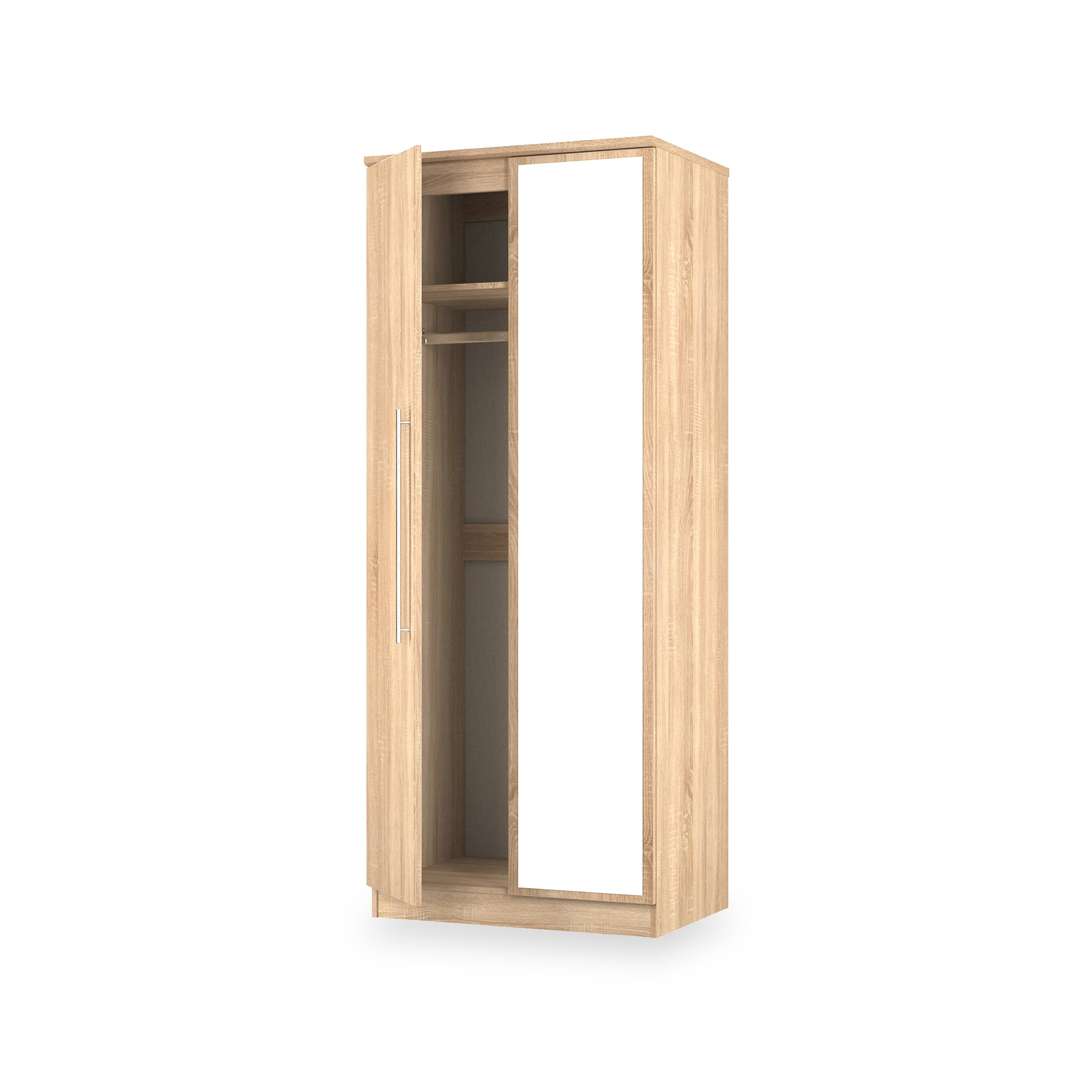 Bramwell Double Mirrored Wardrobe Oak from Roseland Furniture