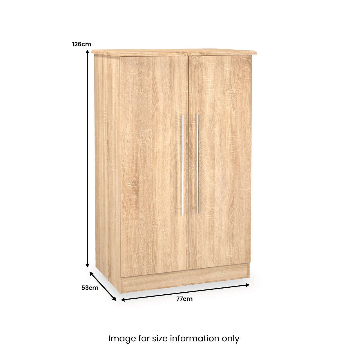 Bramwell 2 Door Small Wardrobe Oak from Roseland Furniture