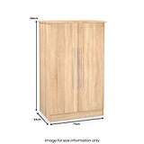 Bramwell 2 Door Small Wardrobe Oak from Roseland Furniture
