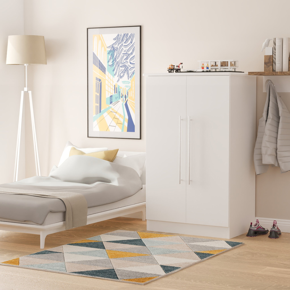 Bramwell 2 Door Small Wardrobe White from Roseland Furniture