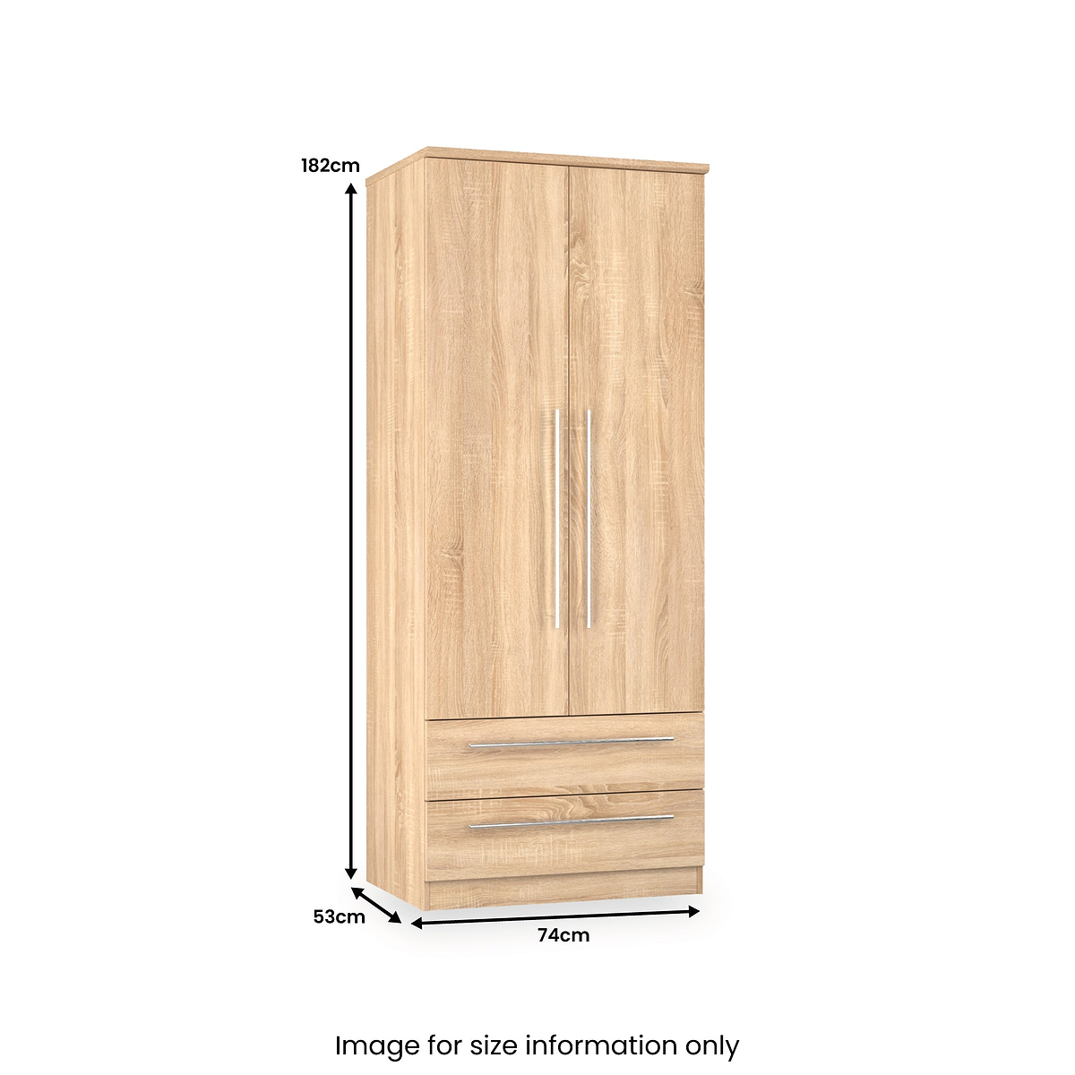 Bramwell Double Wardrobe w Drawers Oak from Roseland Furniture