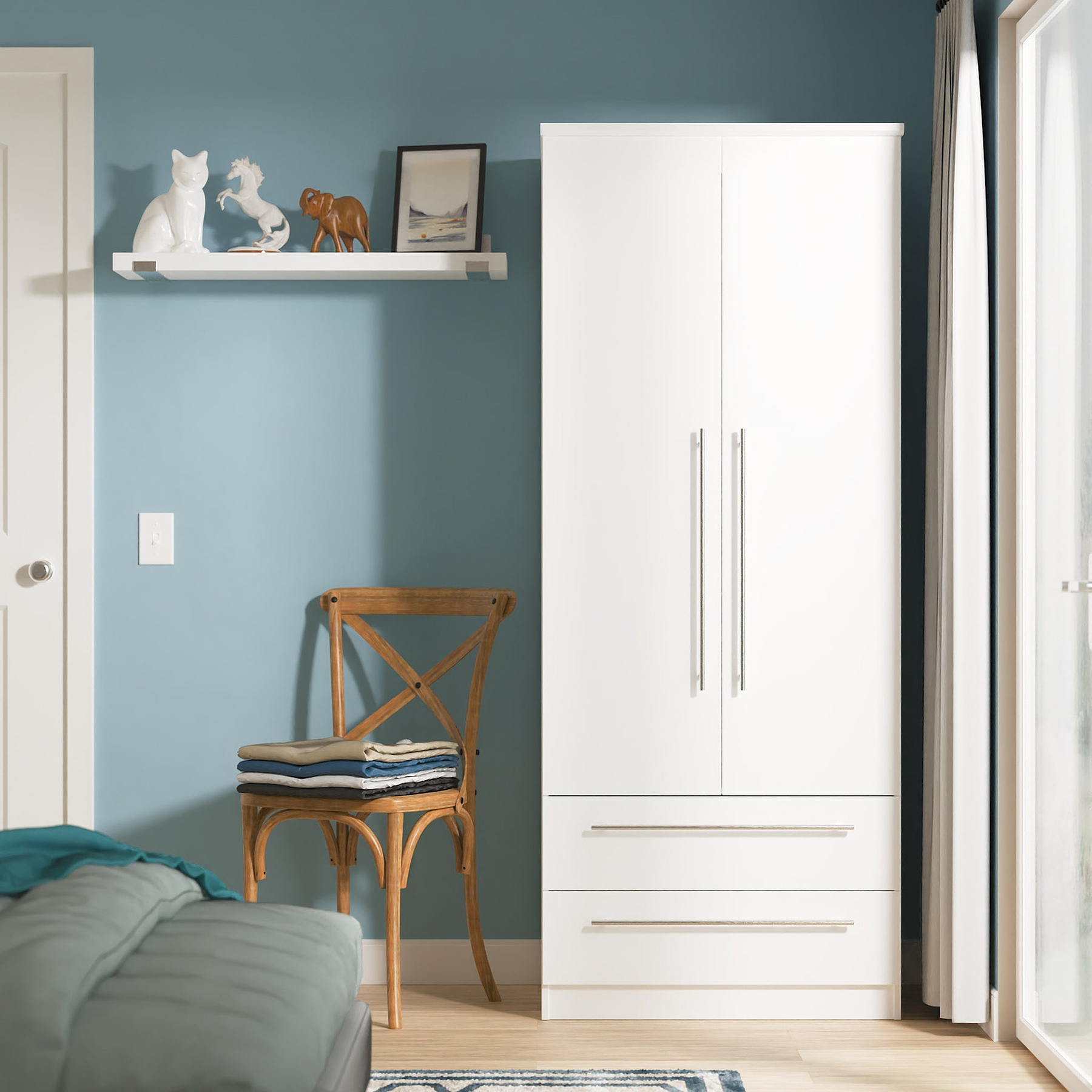 Bramwell Double Wardrobe w Drawers White from Roseland Furniture