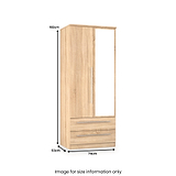 Bramwell Double Mirrored Wardrobe w Drawers Oak from Roseland Furniture