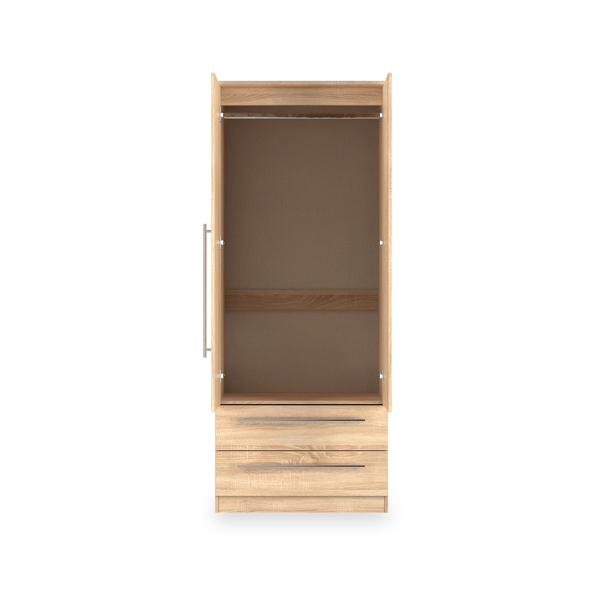 Bramwell Double Mirrored Wardrobe w Drawers Oak from Roseland Furniture