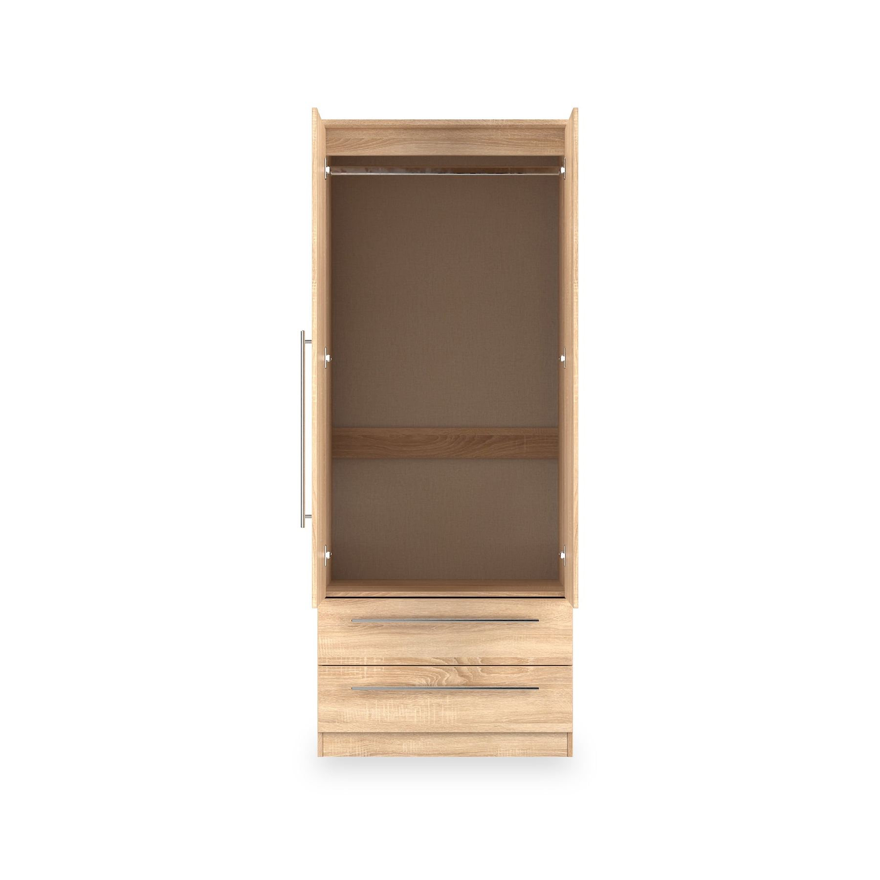 Bramwell Double Mirrored Wardrobe w Drawers Oak from Roseland Furniture