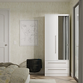 Bramwell Double Mirrored Wardrobe w Drawers Grey from Roseland Furniture