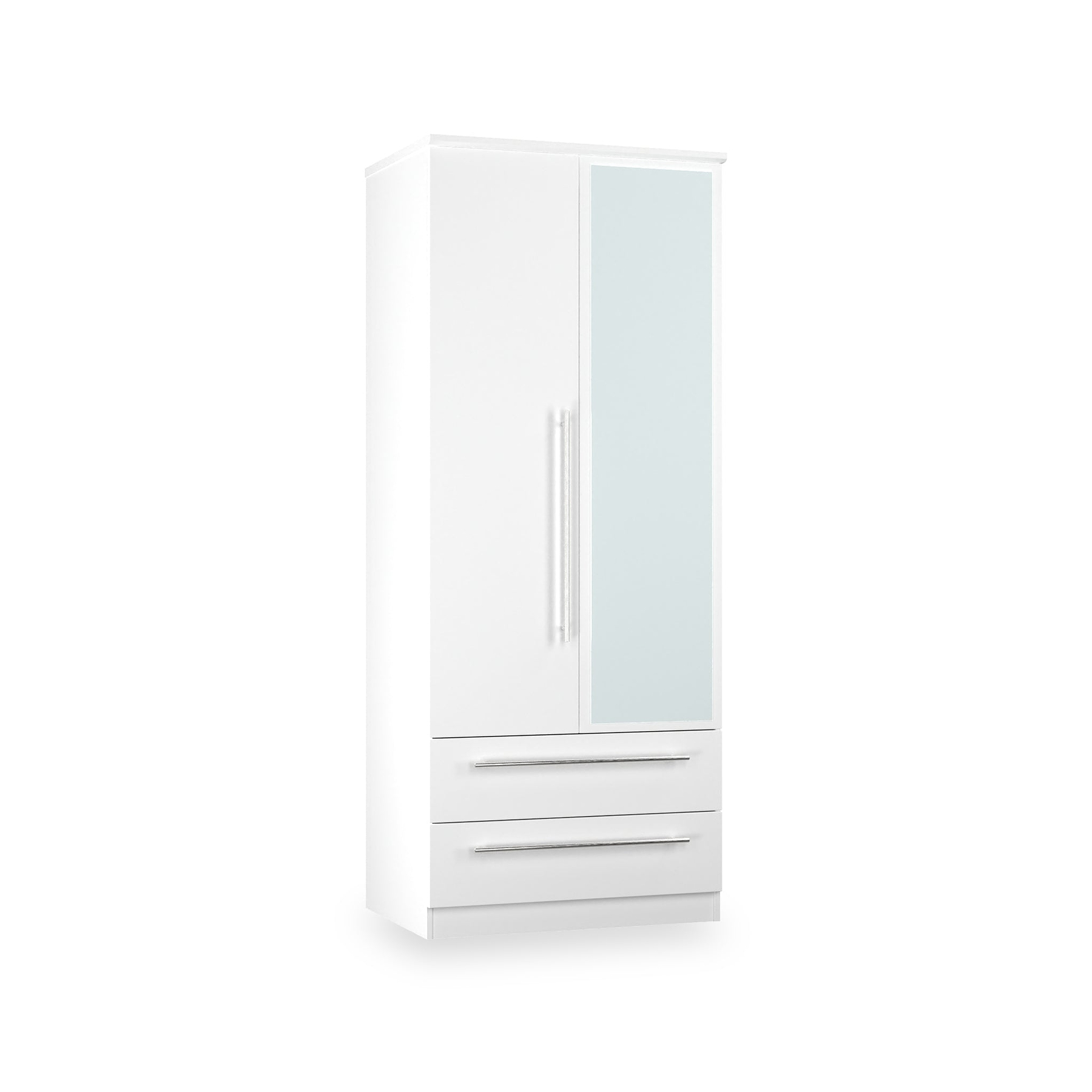 Bramwell Double Mirrored Wardrobe w Drawers White from Roseland Furniture