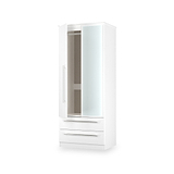 Bramwell Double Mirrored Wardrobe w Drawers White from Roseland Furniture