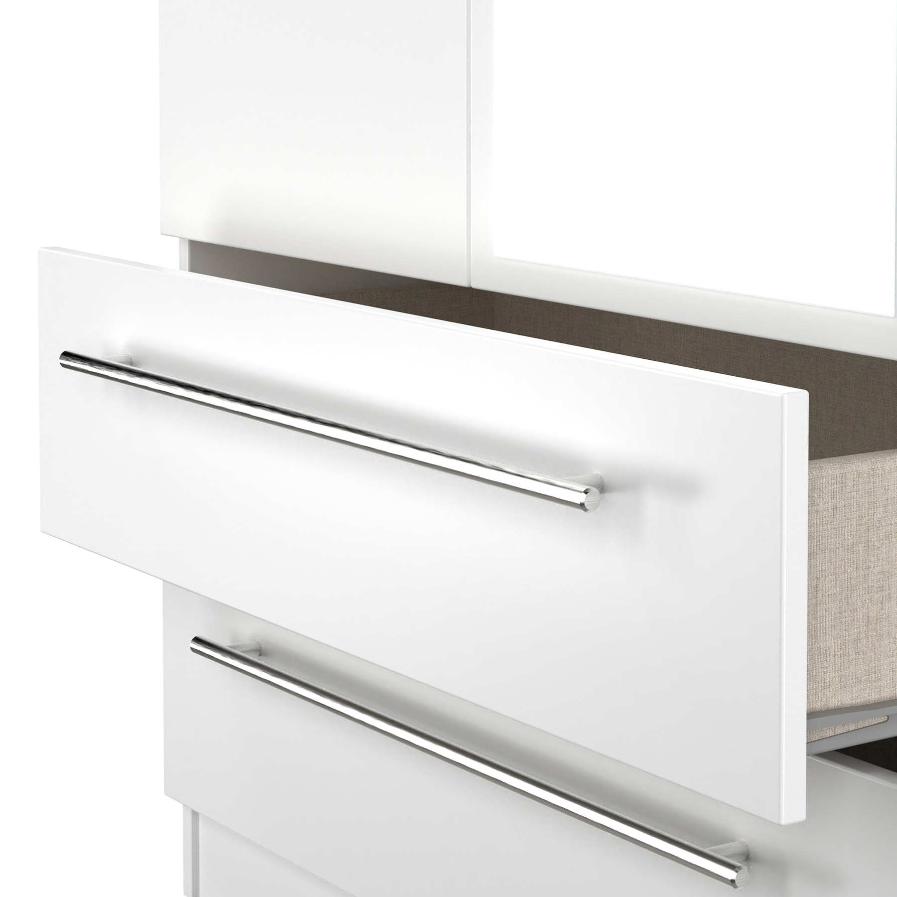 Bramwell Double Mirrored Wardrobe w Drawers White from Roseland Furniture