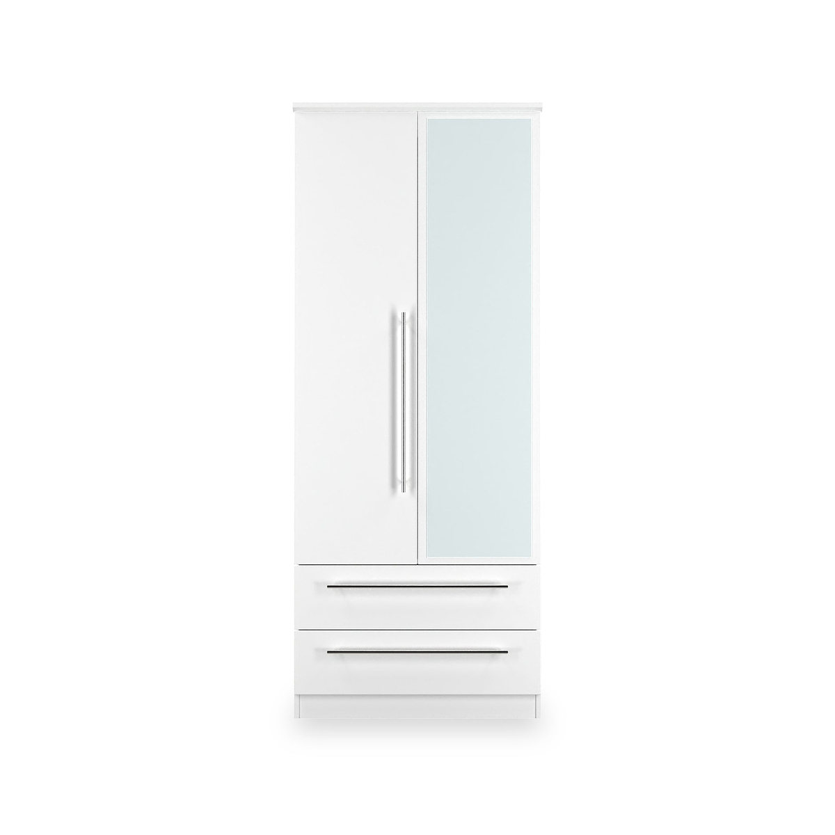 Bramwell Double Mirrored Wardrobe w Drawers White from Roseland Furniture