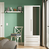 Bramwell Double Mirrored Wardrobe w Drawers White from Roseland Furniture