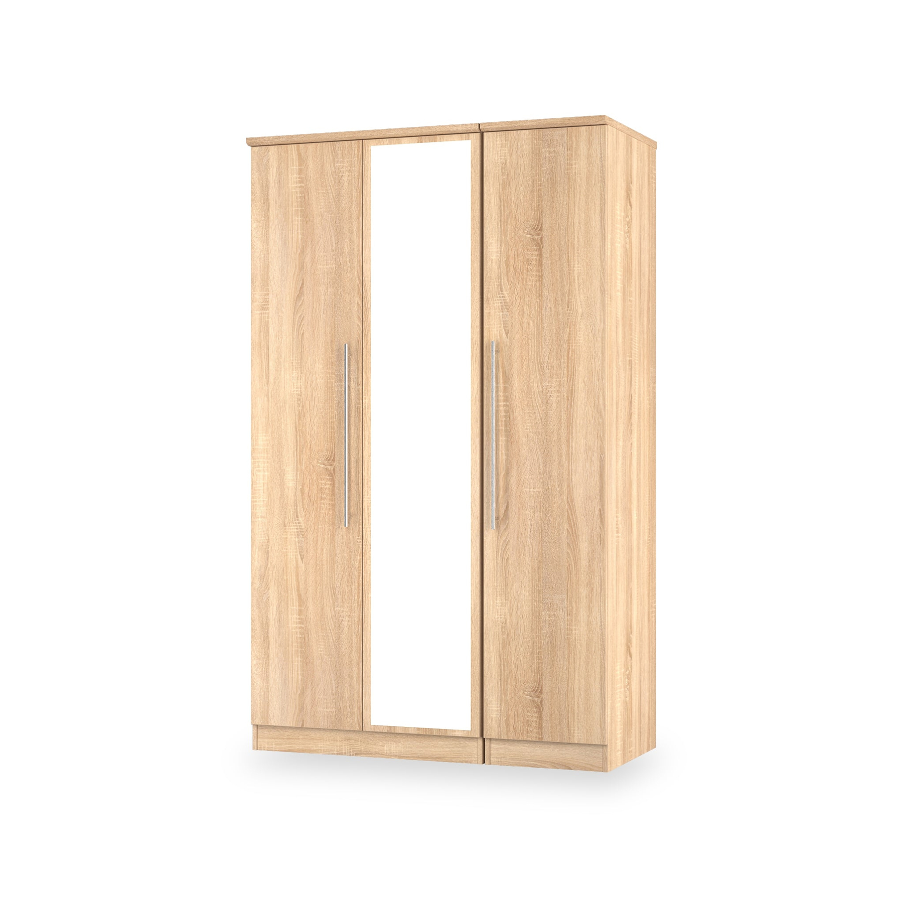 Bramwell Triple Mirrored Wardrobe Oak from Roseland Furniture