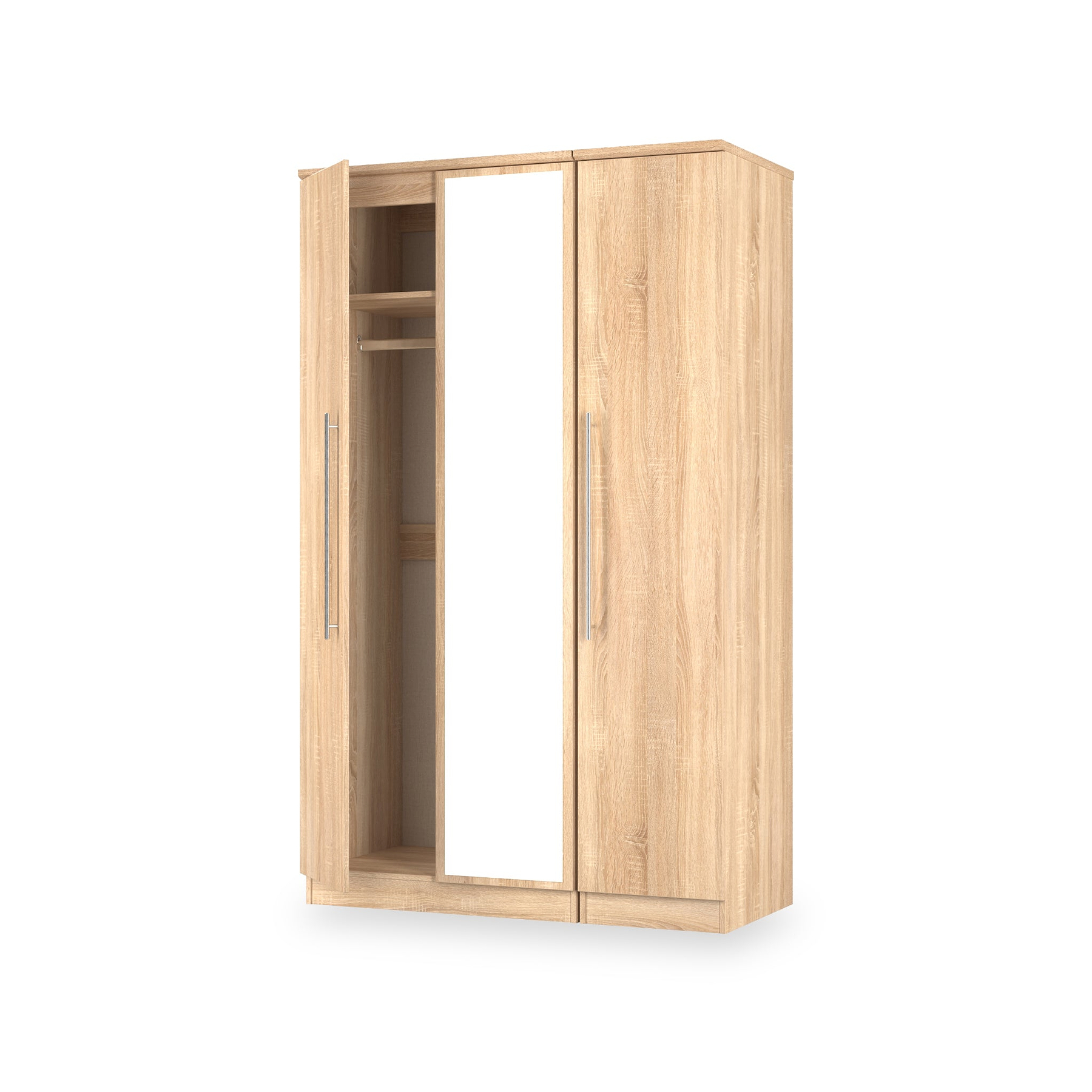 Bramwell Triple Mirrored Wardrobe Oak from Roseland Furniture