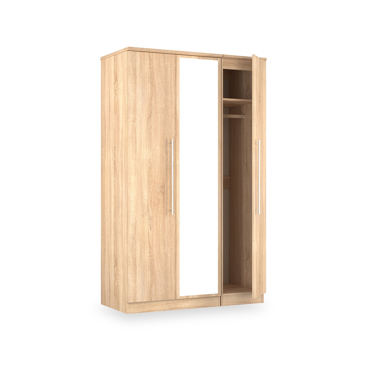 Bramwell Triple Mirrored Wardrobe Oak from Roseland Furniture