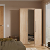 Bramwell Triple Mirrored Wardrobe Oak from Roseland Furniture