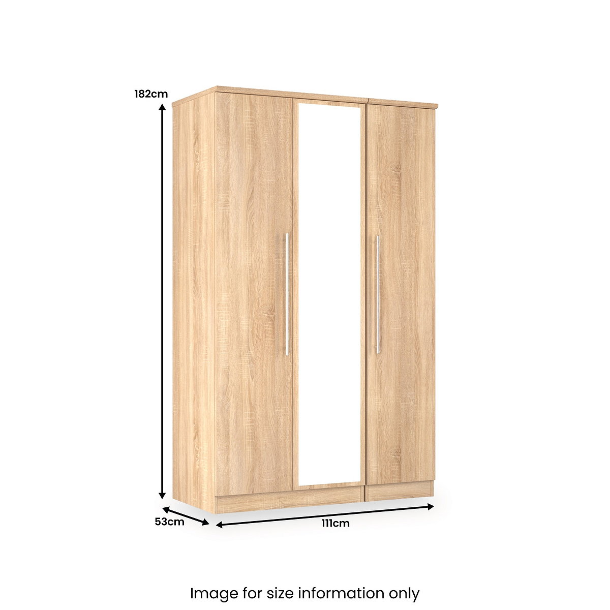 Bramwell Triple Mirrored Wardrobe Oak from Roseland Furniture