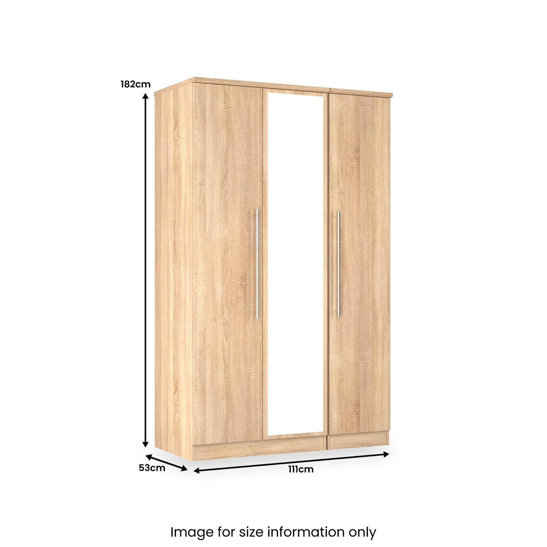 Bramwell Triple Mirrored Wardrobe Oak from Roseland Furniture