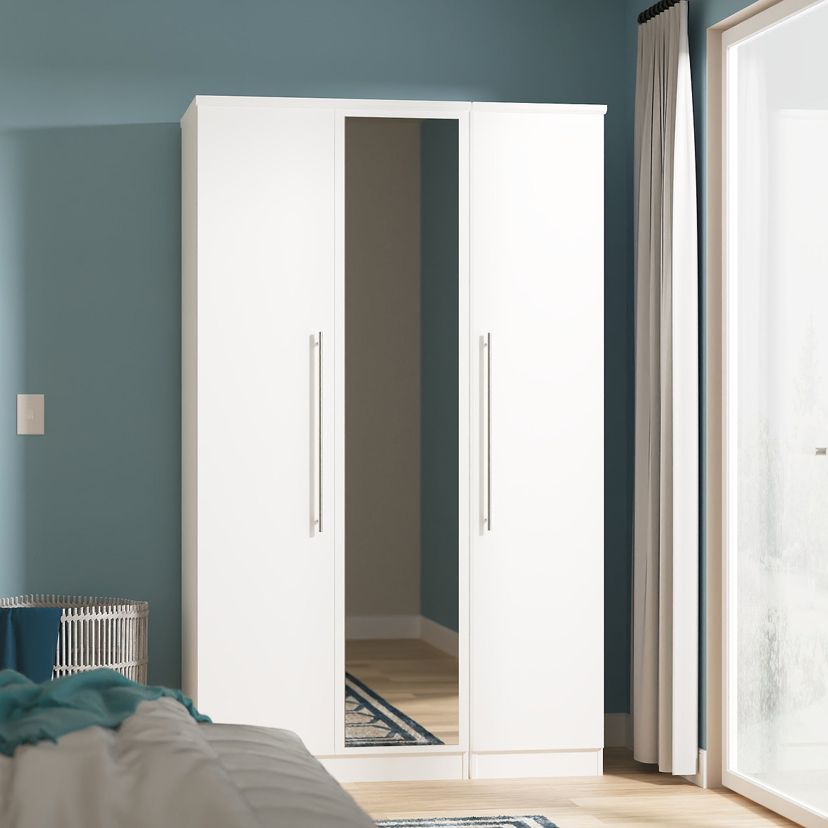 Bramwell Triple Mirrored Wardrobe White from Roseland Furniture