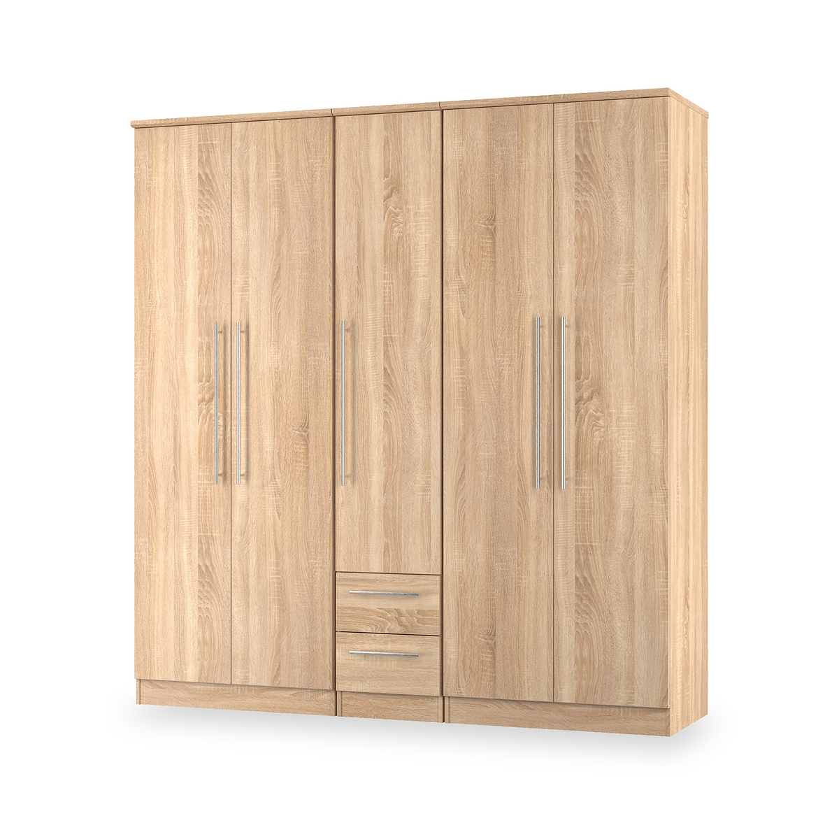 Bramwell 5 Door Wardrobe Oak from Roseland Furniture