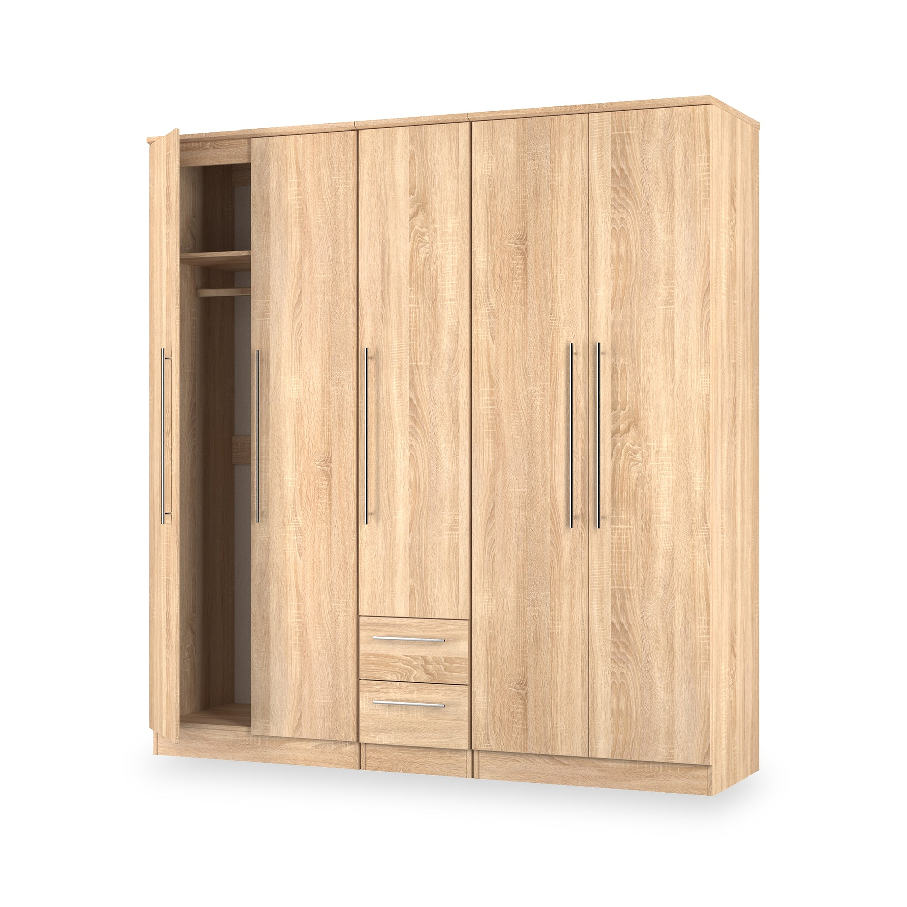 Bramwell 5 Door Wardrobe Oak from Roseland Furniture