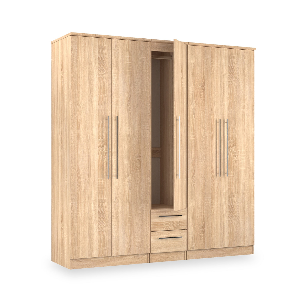 Bramwell 5 Door Wardrobe Oak from Roseland Furniture