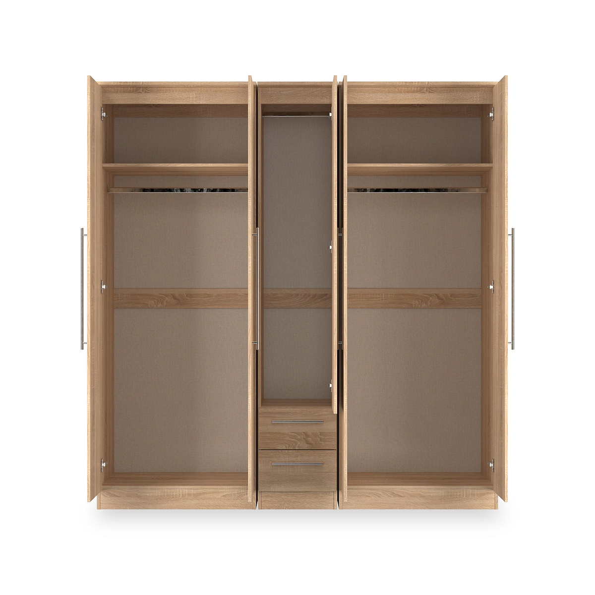 Bramwell 5 Door Wardrobe Oak from Roseland Furniture