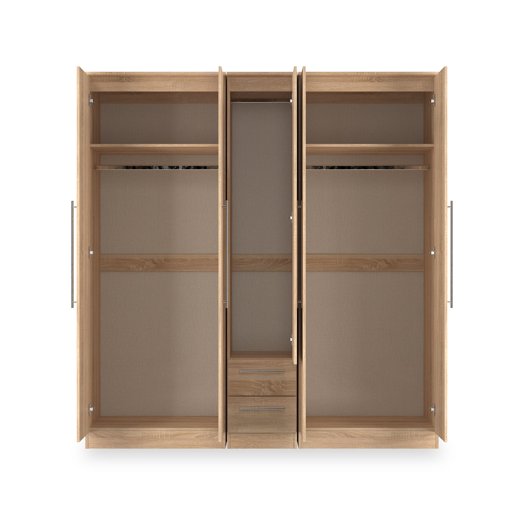 Bramwell 5 Door Wardrobe Oak from Roseland Furniture