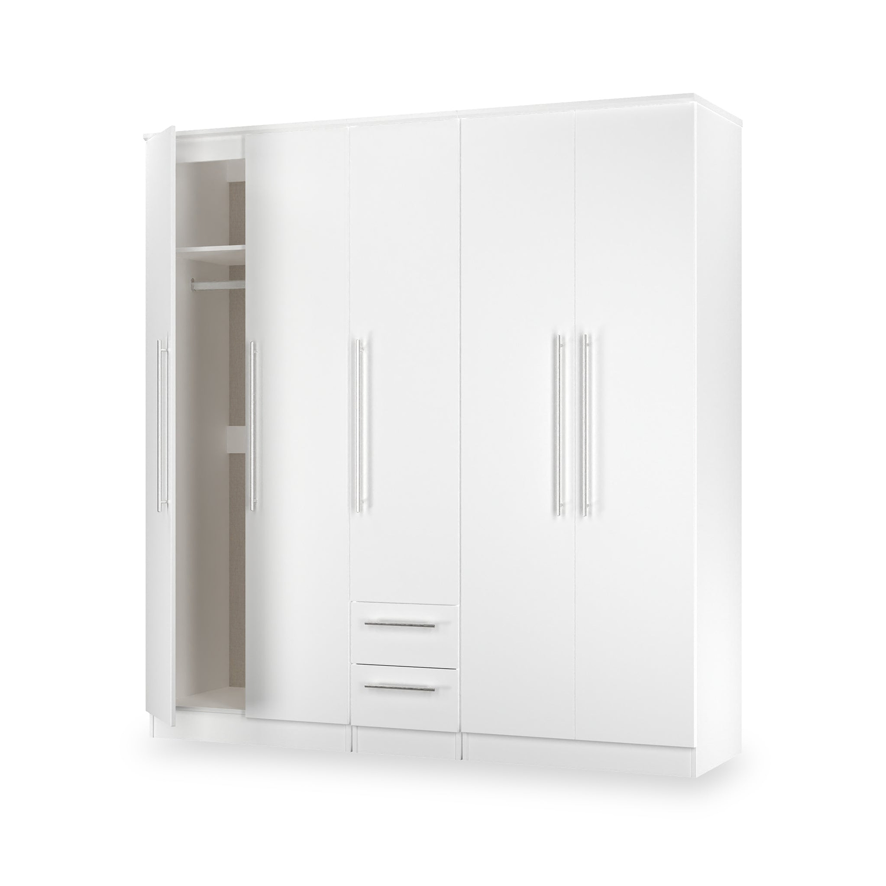 Bramwell 5 Door Wardrobe White from Roseland Furniture