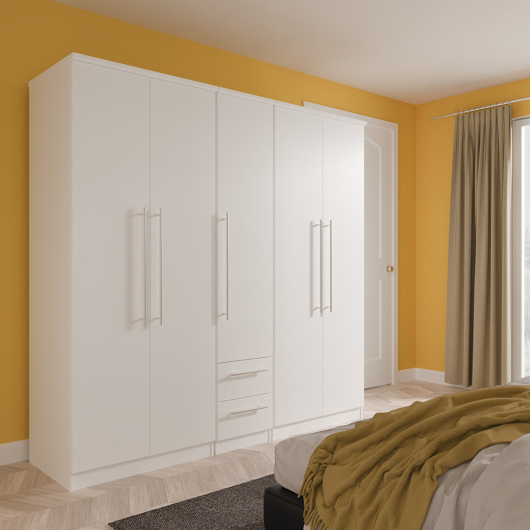 Bramwell 5 Door Wardrobe White from Roseland Furniture