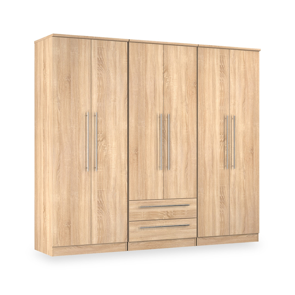 Bramwell 6 Door Wardrobe Oak from Roseland Furniture