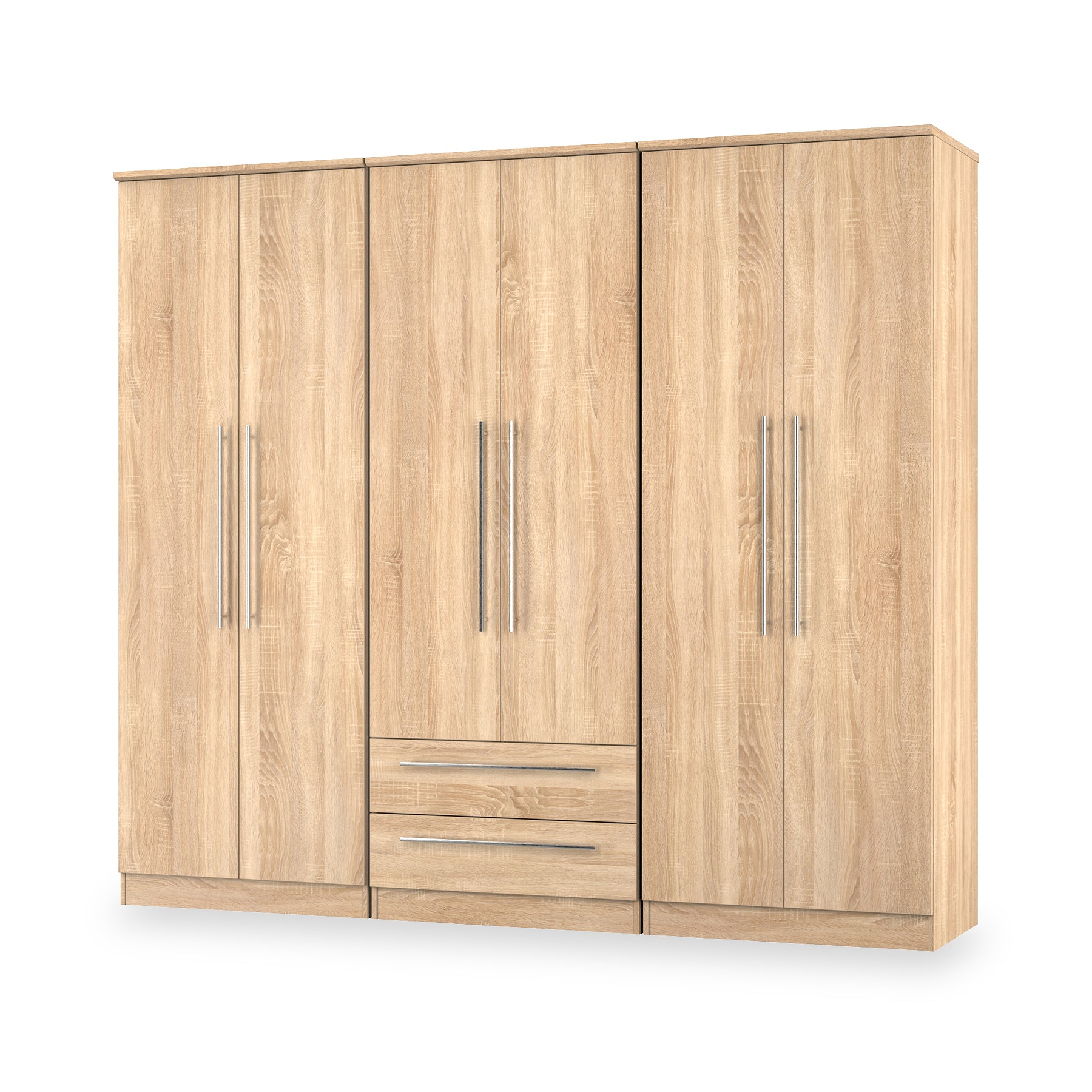 Bramwell 6 Door Wardrobe Oak from Roseland Furniture