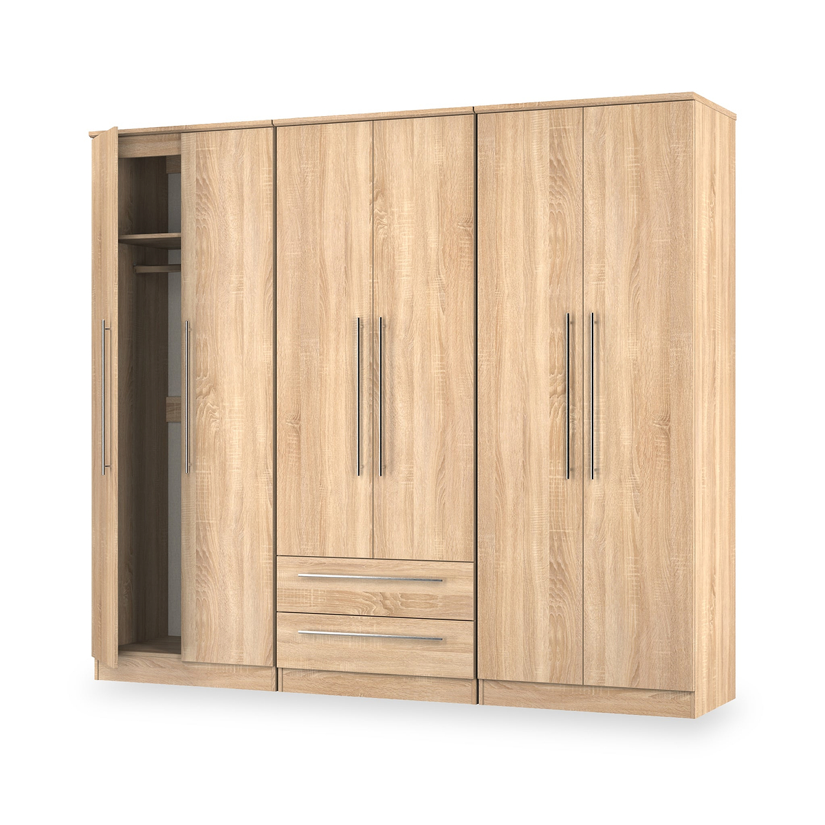 Bramwell 6 Door Wardrobe Oak from Roseland Furniture