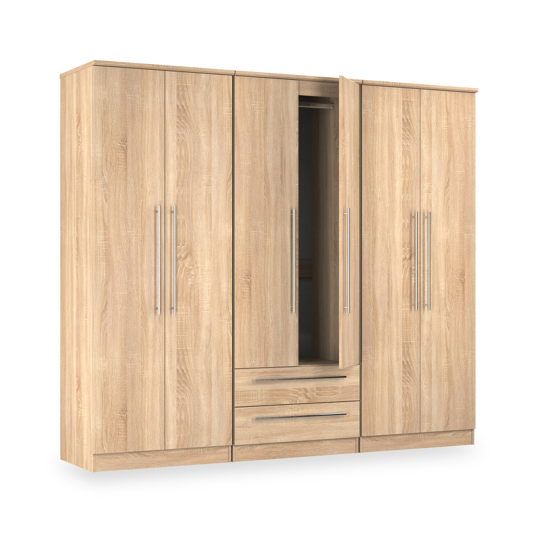 Bramwell 6 Door Wardrobe Oak from Roseland Furniture