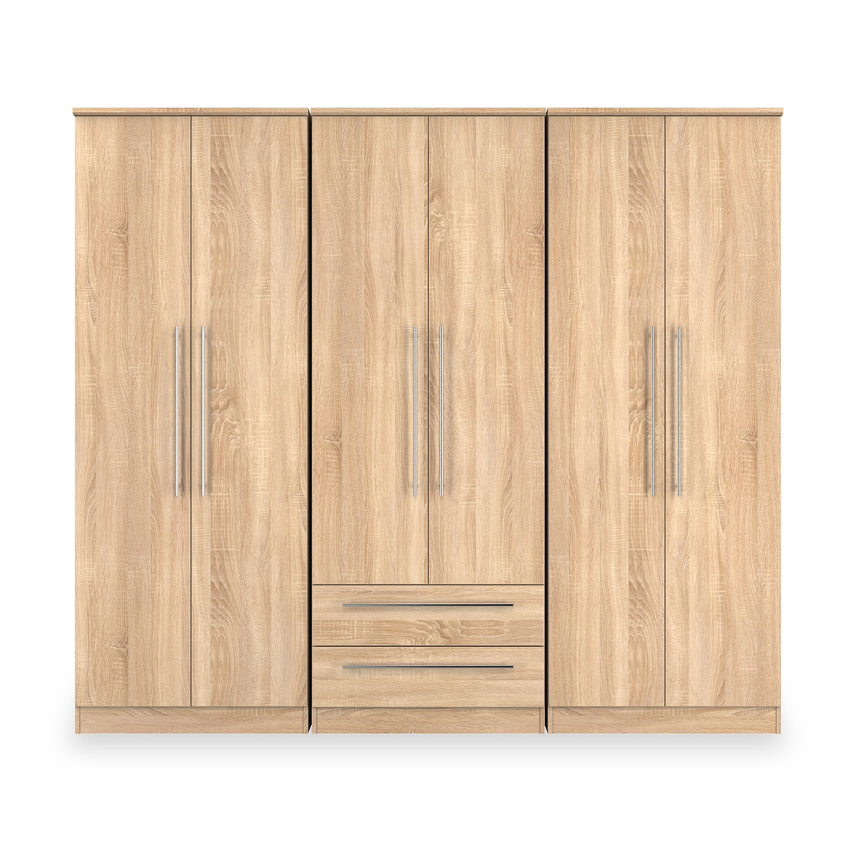 Bramwell 6 Door Wardrobe Oak from Roseland Furniture