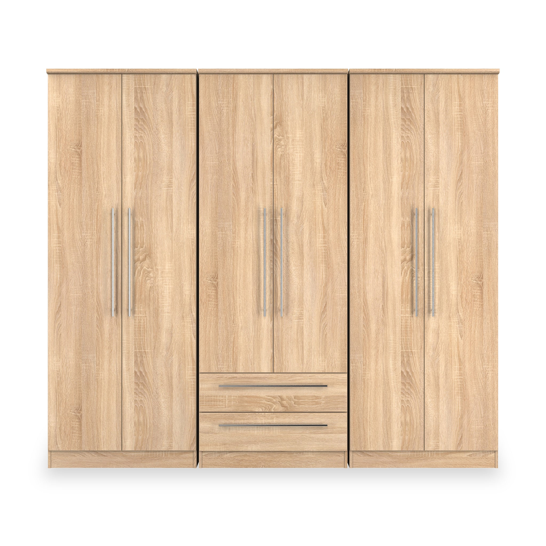 Bramwell 6 Door Wardrobe Oak from Roseland Furniture