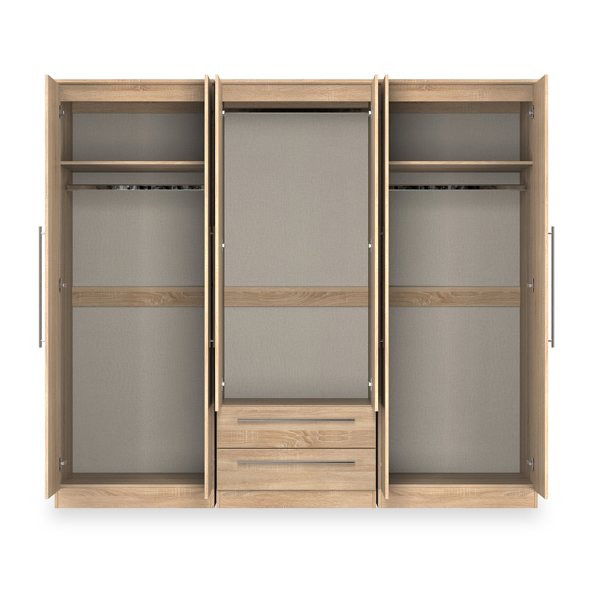 Bramwell 6 Door Wardrobe Oak from Roseland Furniture