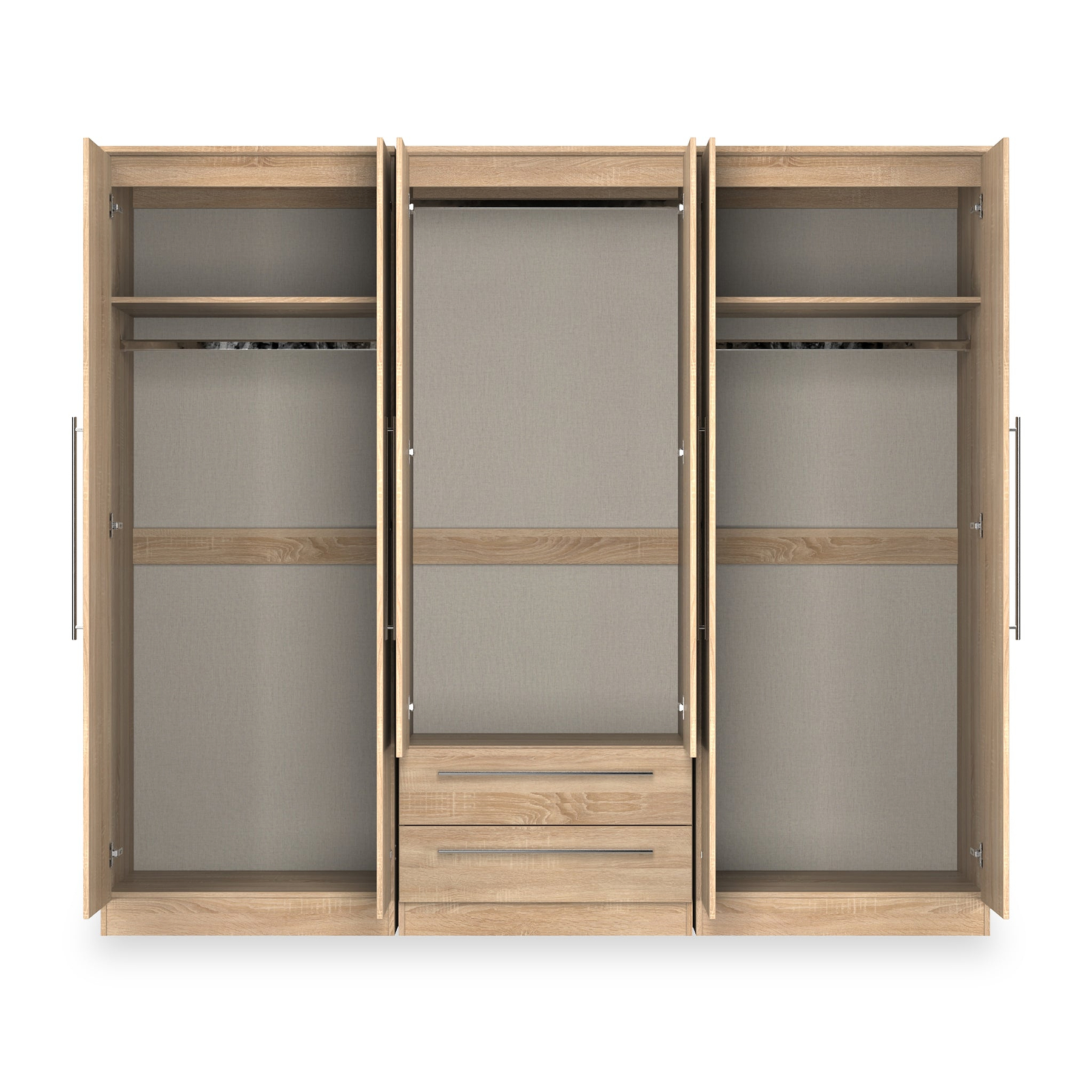 Bramwell 6 Door Wardrobe Oak from Roseland Furniture