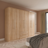 Bramwell 6 Door Wardrobe Oak from Roseland Furniture