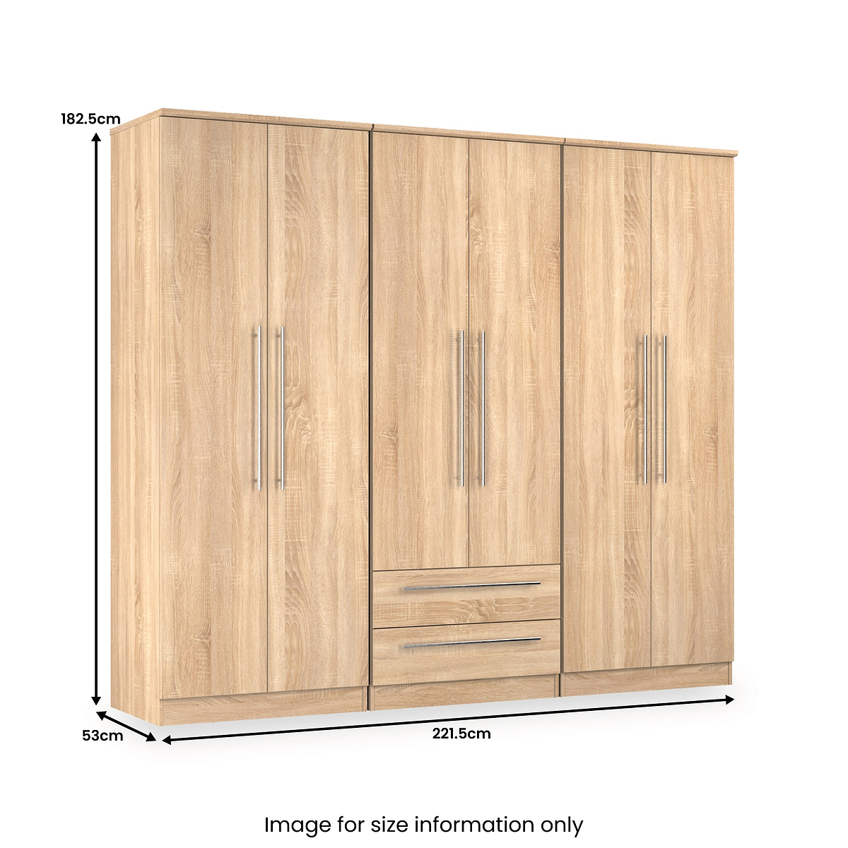 Bramwell 6 Door Wardrobe Oak from Roseland Furniture