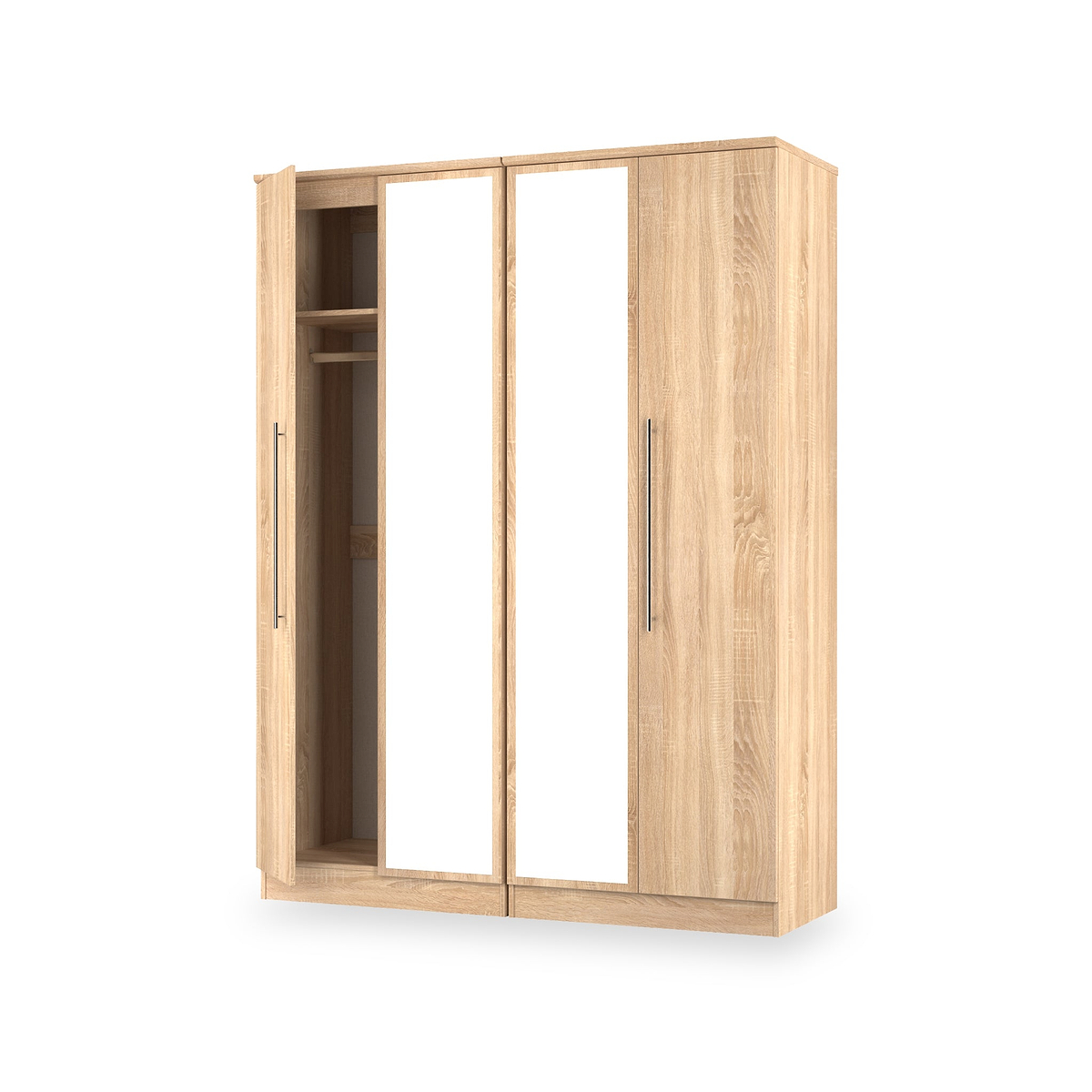 Bramwell 4 Door Wardrobe Oak from Roseland Furniture
