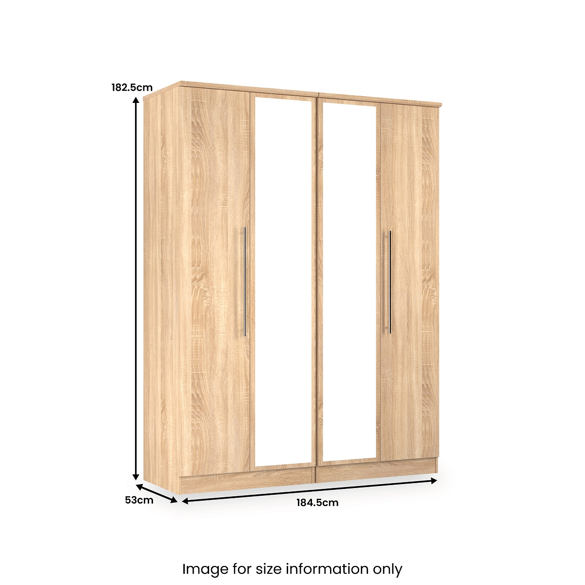 Bramwell 4 Door Wardrobe Oak from Roseland Furniture