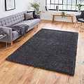 Roswell Dark Grey Stain Resistant Shaggy Rug for living room