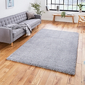 Roswell Grey Stain Resistant Shaggy Rug for living room
