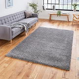 Roswell Pebble Grey Stain Resistant Shaggy Rug for living room